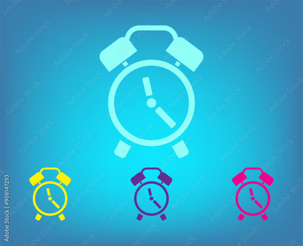 Poster vector color icons on blue background with gradient