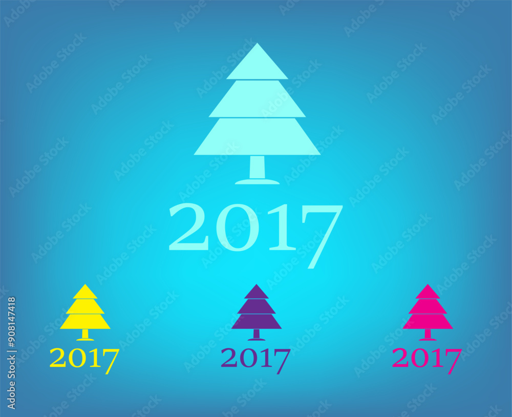 Poster vector color icons on blue background with gradient