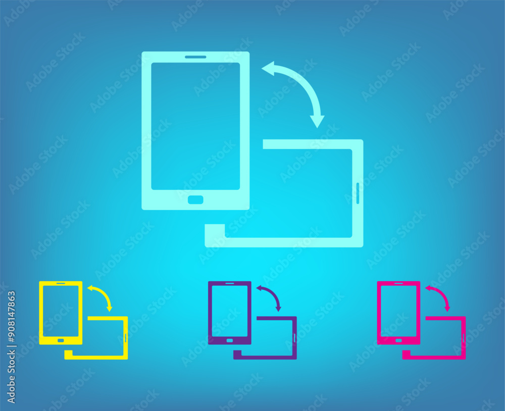 Poster vector color icons on blue background with gradient