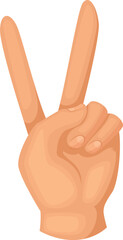 Victory hand gesture. V sign color icon