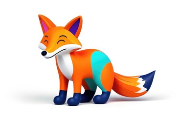 Obraz premium red fox, 3d, cartoon illustration, on a white background, autumn.