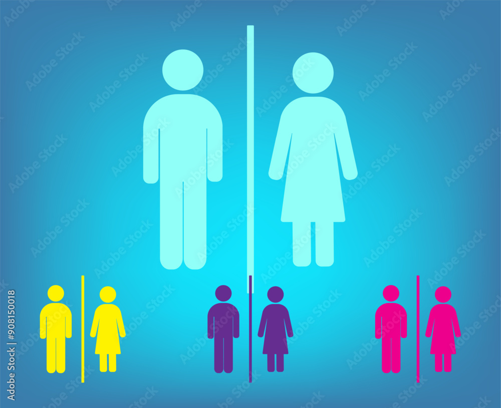 Poster vector color icons on blue background with gradient