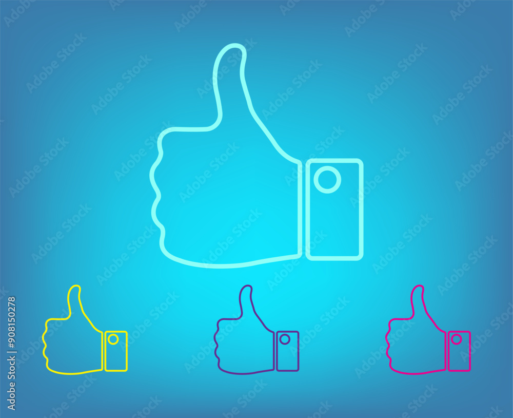 Poster vector color icons on blue background with gradient