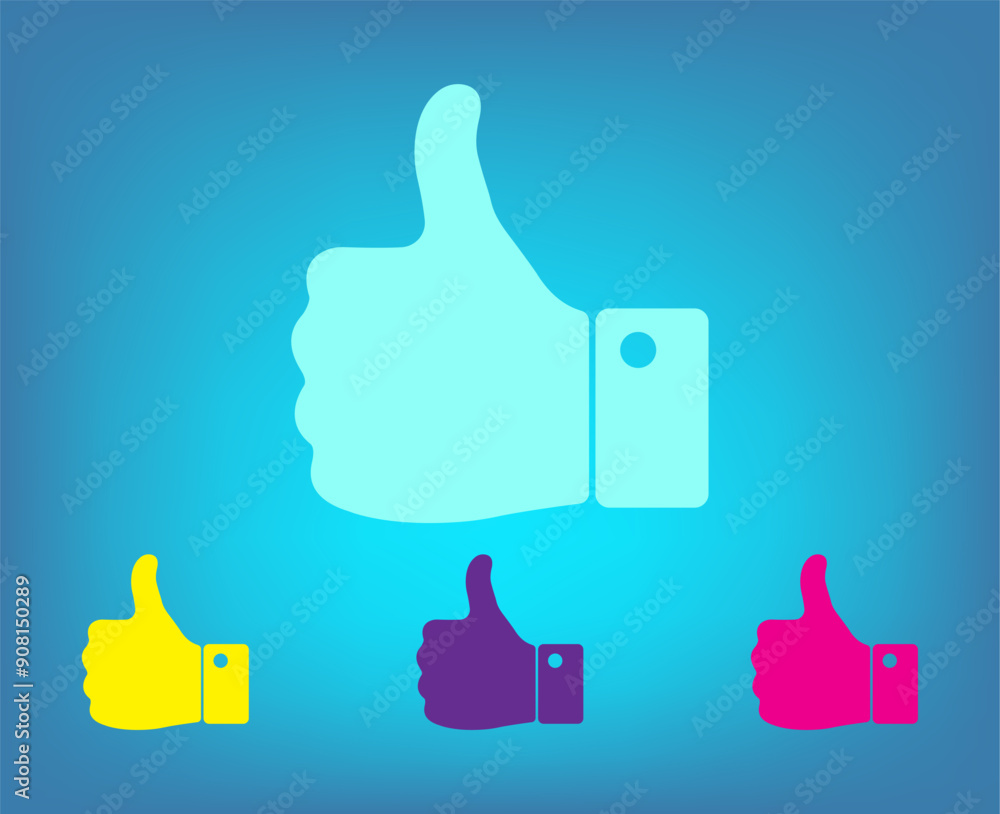 Poster vector color icons on blue background with gradient