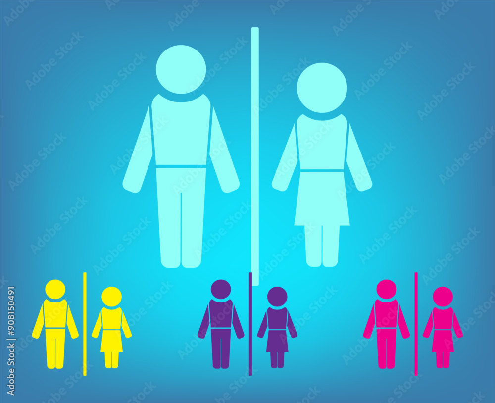 Poster vector color icons on blue background with gradient