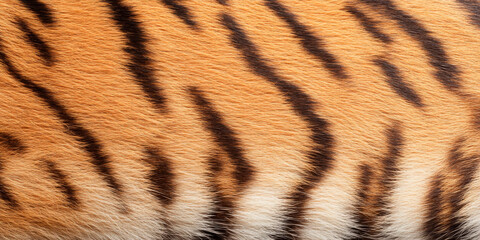 Fototapeta premium Close-up of tiger fur showing black and orange stripes, concept of wildlife and nature, suitable for wildlife conservation campaigns, zoos, nature documentaries, or educational materials, emphasizing 