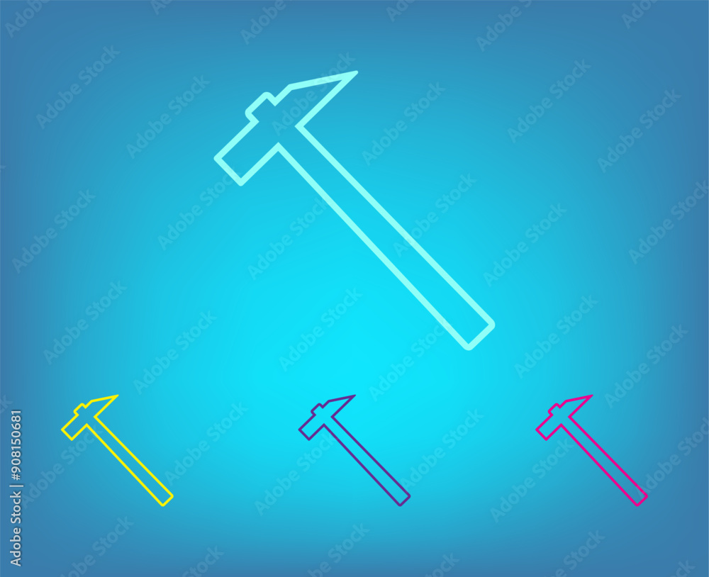 Poster vector color icons on blue background with gradient