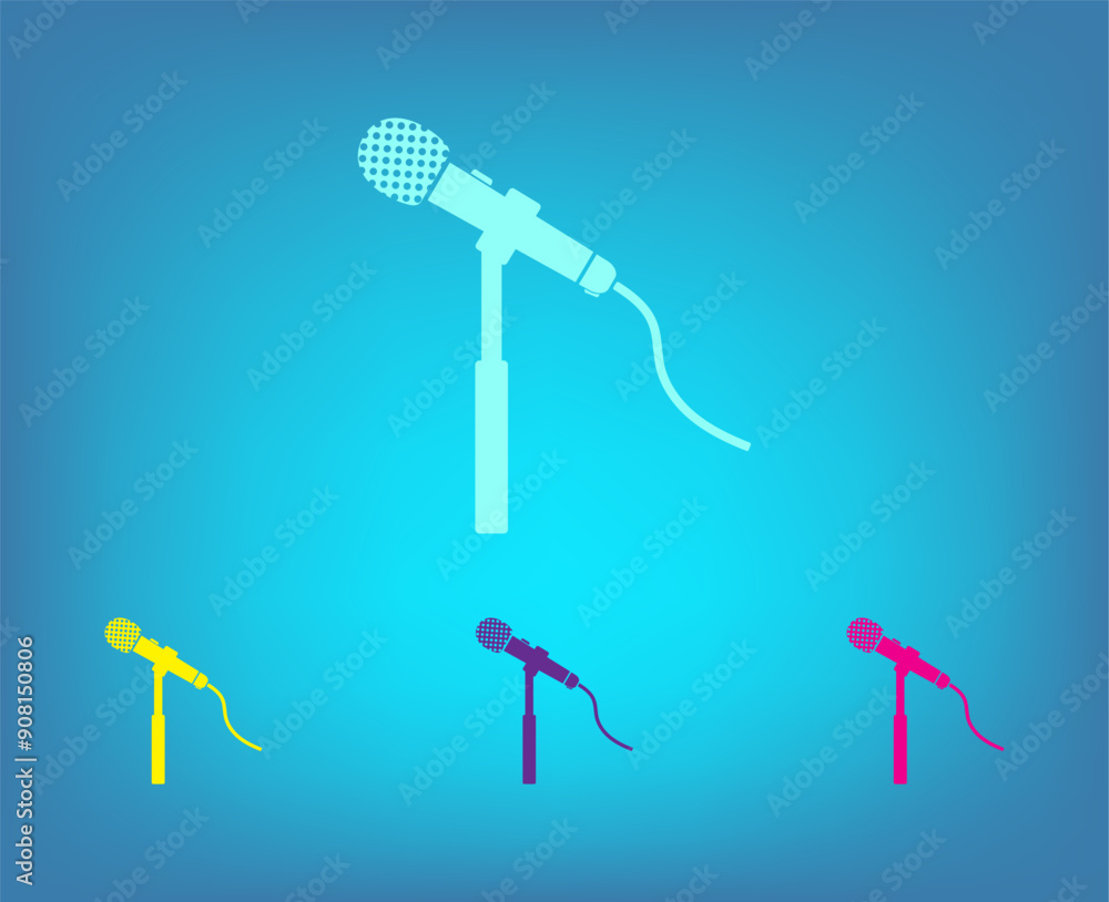 Poster vector color icons on blue background with gradient