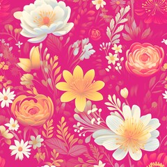 Discover a vibrant seamless floral pattern featuring a variety of beautiful flowers. Perfect for wallpapers, fabrics, and creative designs that celebrate nature's beauty