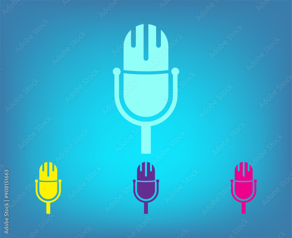 Poster vector color icons on blue background with gradient