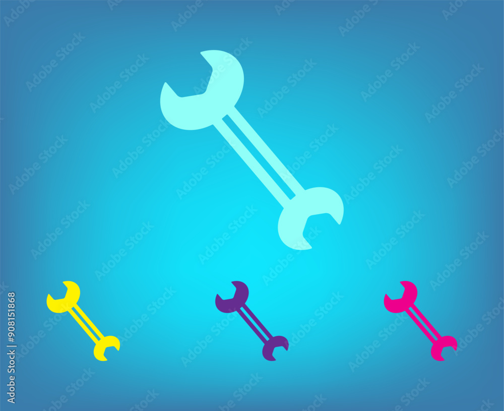 Poster vector color icons on blue background with gradient
