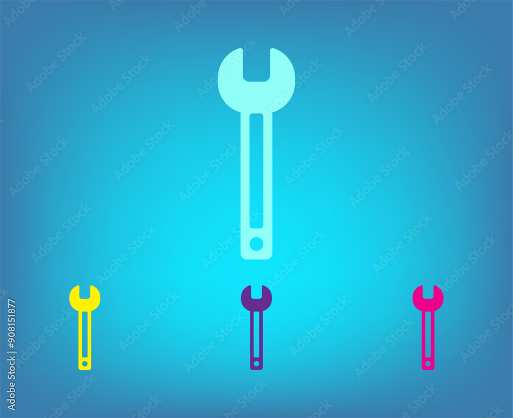 Poster vector color icons on blue background with gradient