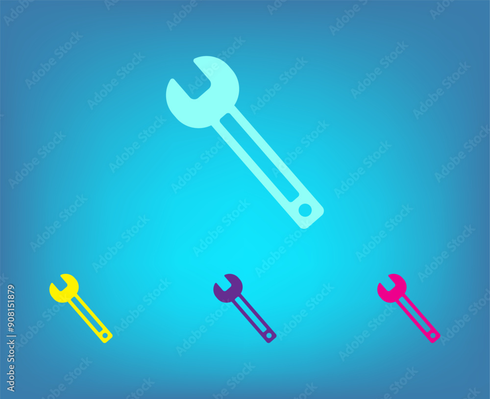 Poster vector color icons on blue background with gradient