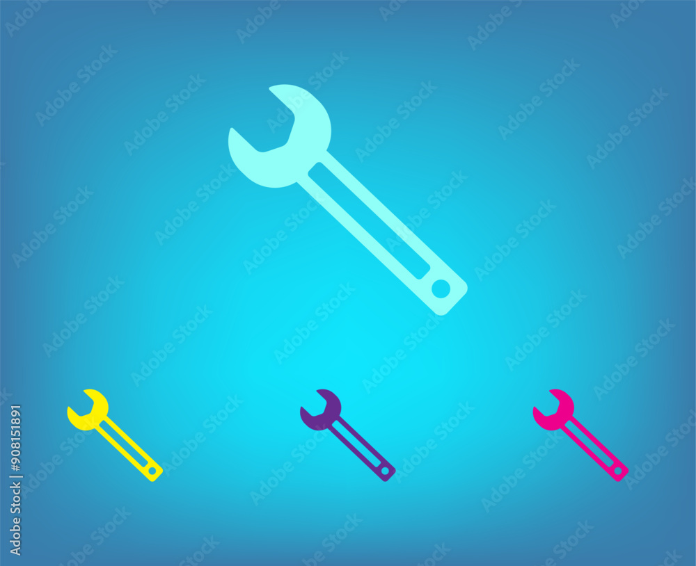 Poster vector color icons on blue background with gradient