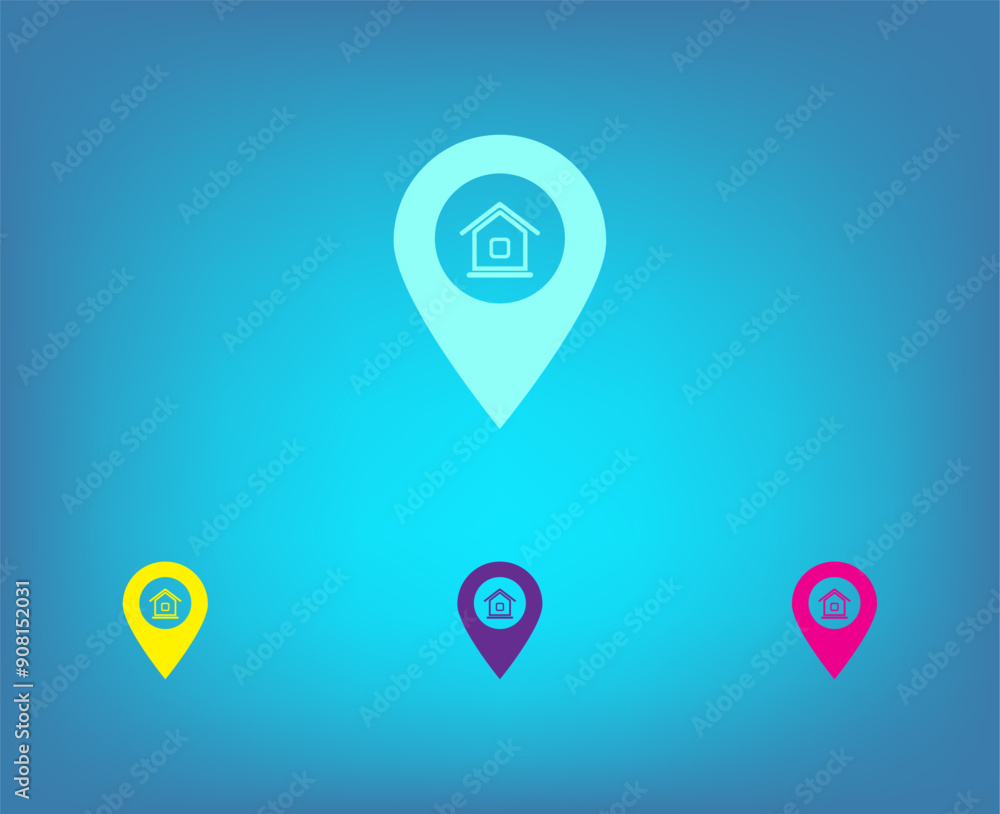 Poster vector color icons on blue background with gradient