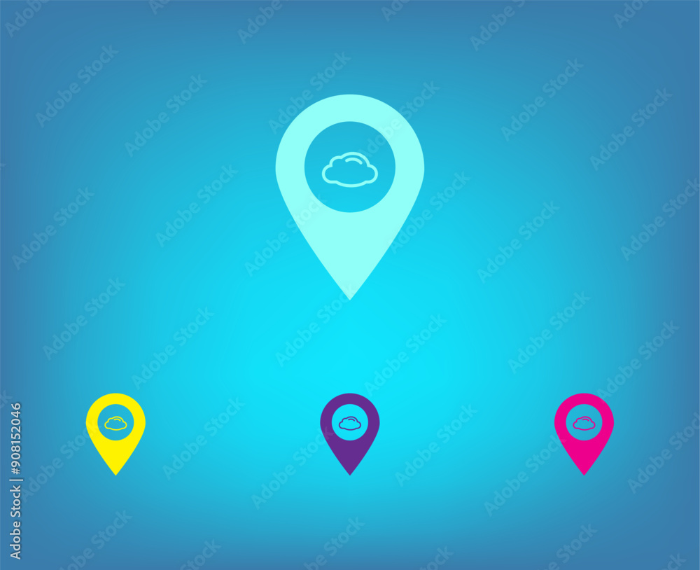 Aufkleber vector color icons on blue background with gradient