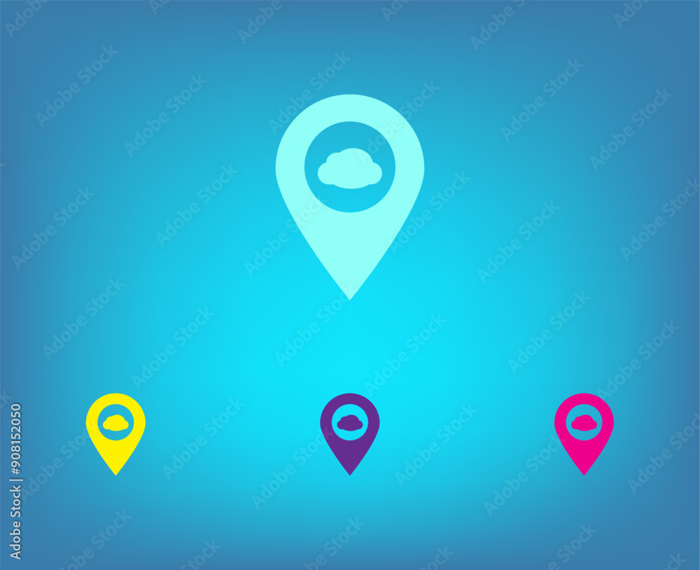 Aufkleber vector color icons on blue background with gradient