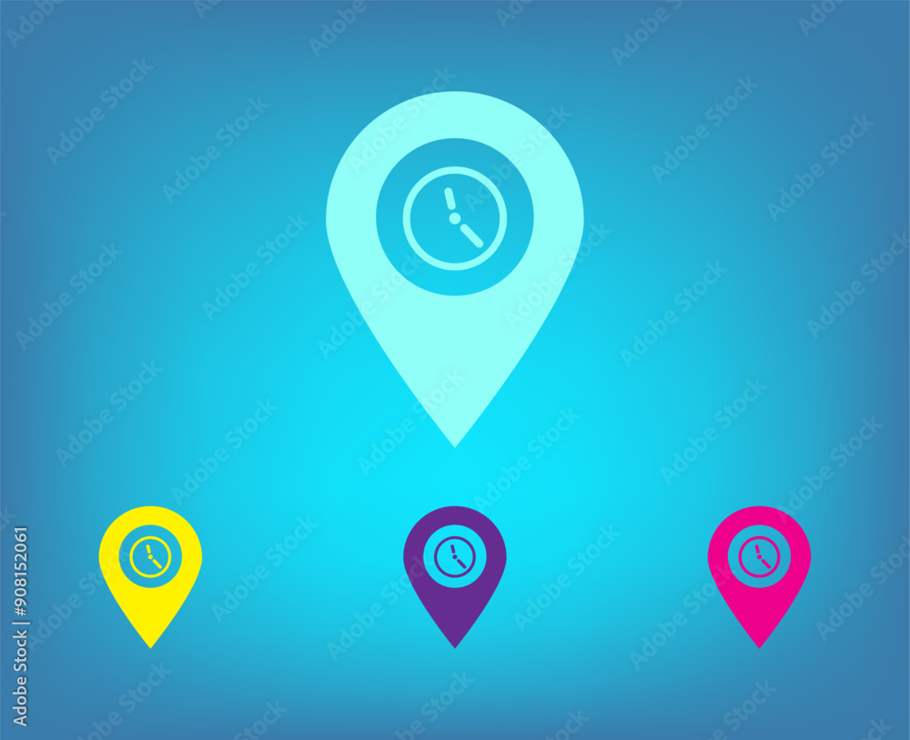 Poster vector color icons on blue background with gradient