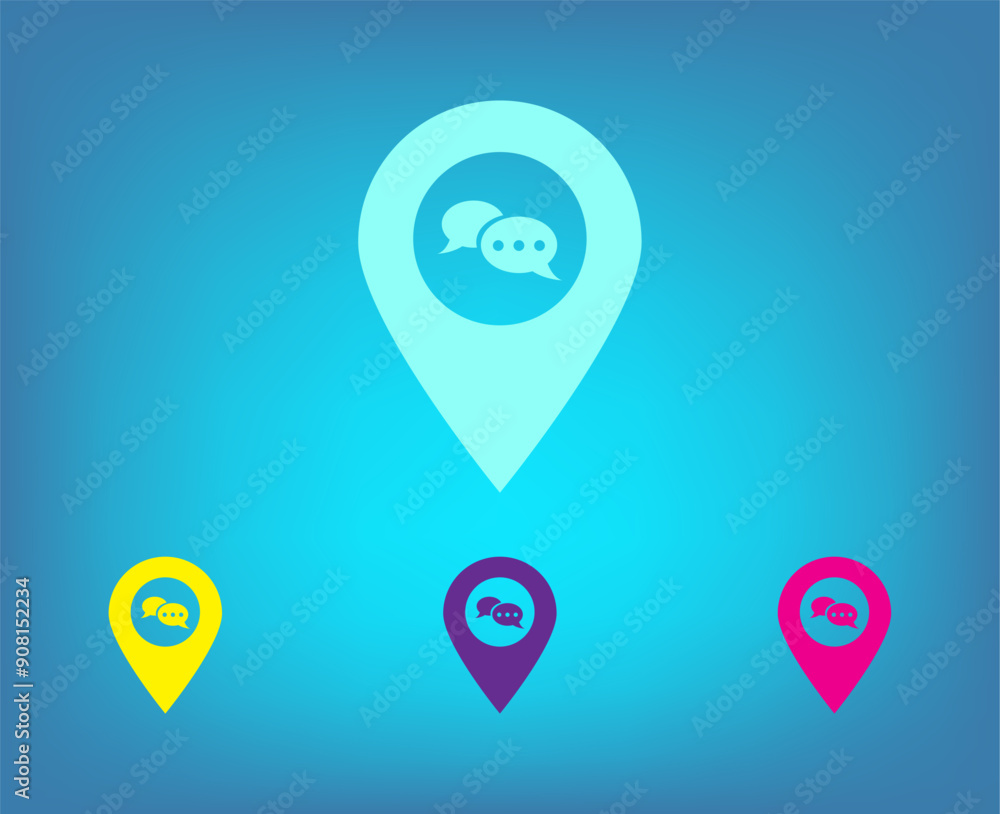 Poster vector color icons on blue background with gradient