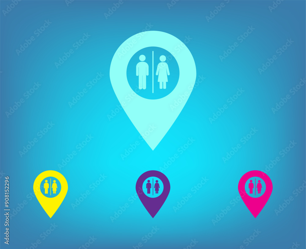 Poster vector color icons on blue background with gradient