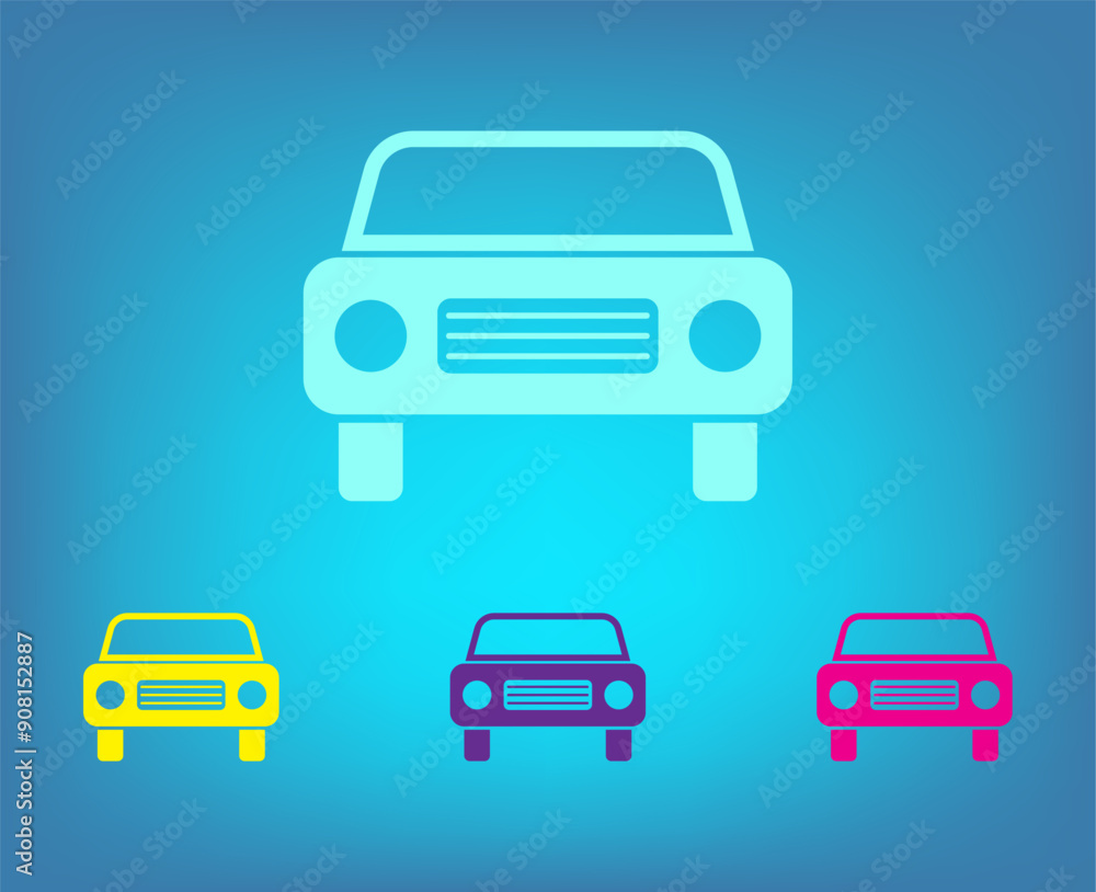 Poster vector color icons on blue background with gradient