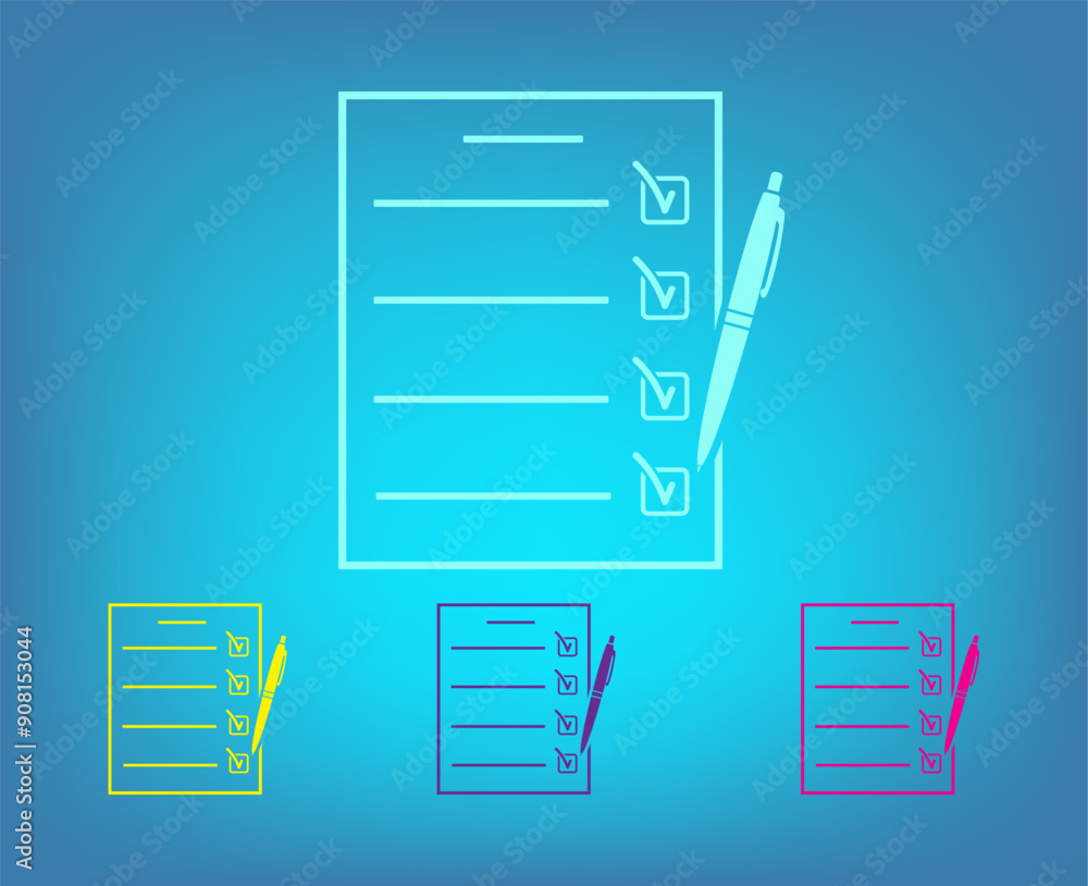 Poster vector color icons on blue background with gradient