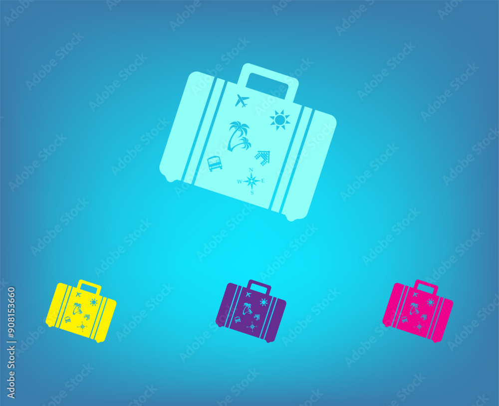 Poster vector color icons on blue background with gradient