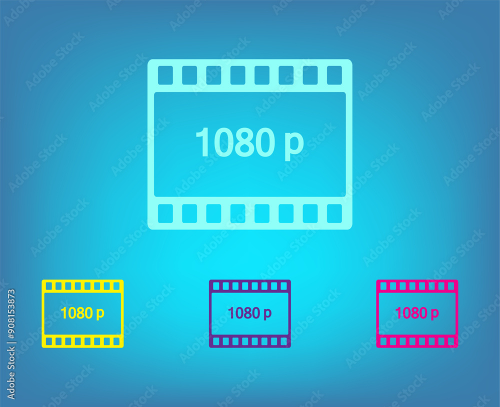 Poster vector color icons on blue background with gradient