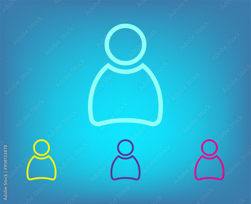 Poster vector color icons on blue background with gradient