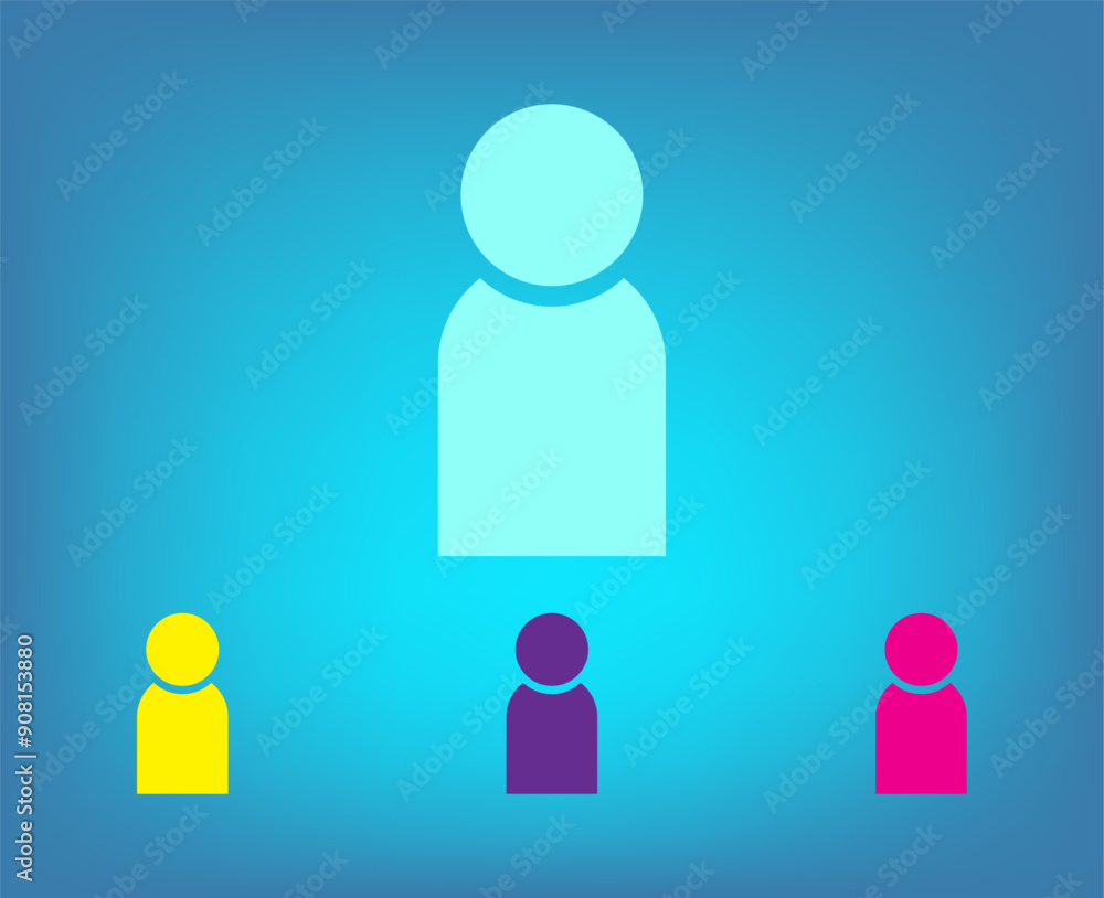 Poster vector color icons on blue background with gradient