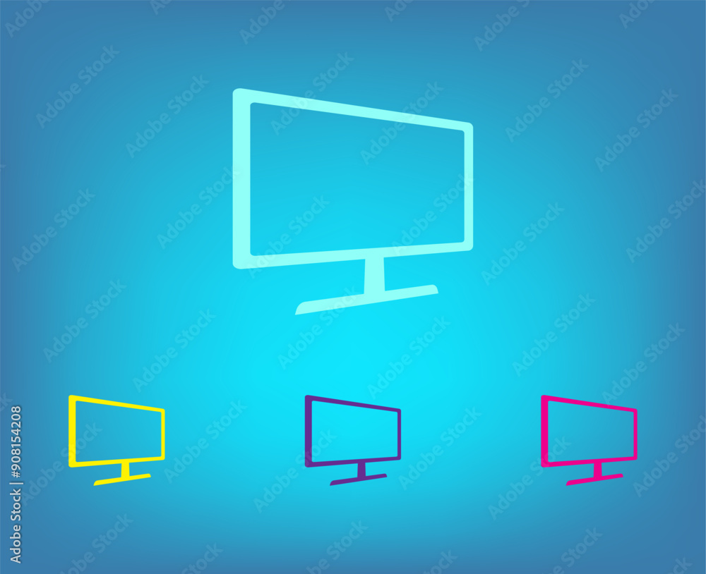 Poster vector color icons on blue background with gradient