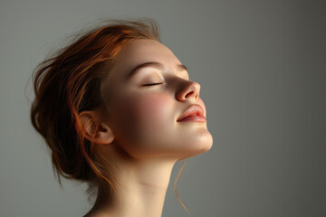 Fototapeta premium A close up of a girl's face with her eyes closed