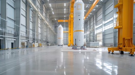 Space vehicle assembly building, rocket construction.