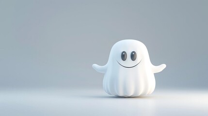 Cute cartoon ghost with a friendly smile, perfect for Halloween decorations.