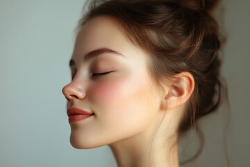 Fototapeta premium A close up of a girl's face with her eyes closed