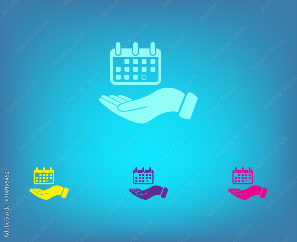 Poster vector color icons on blue background with gradient