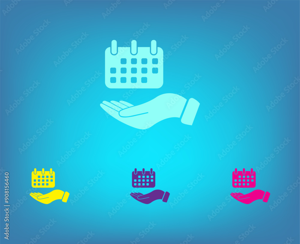 Poster vector color icons on blue background with gradient