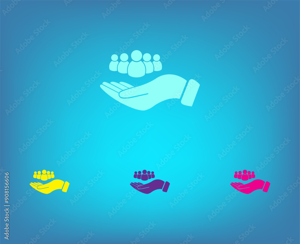 Aufkleber vector color icons on blue background with gradient