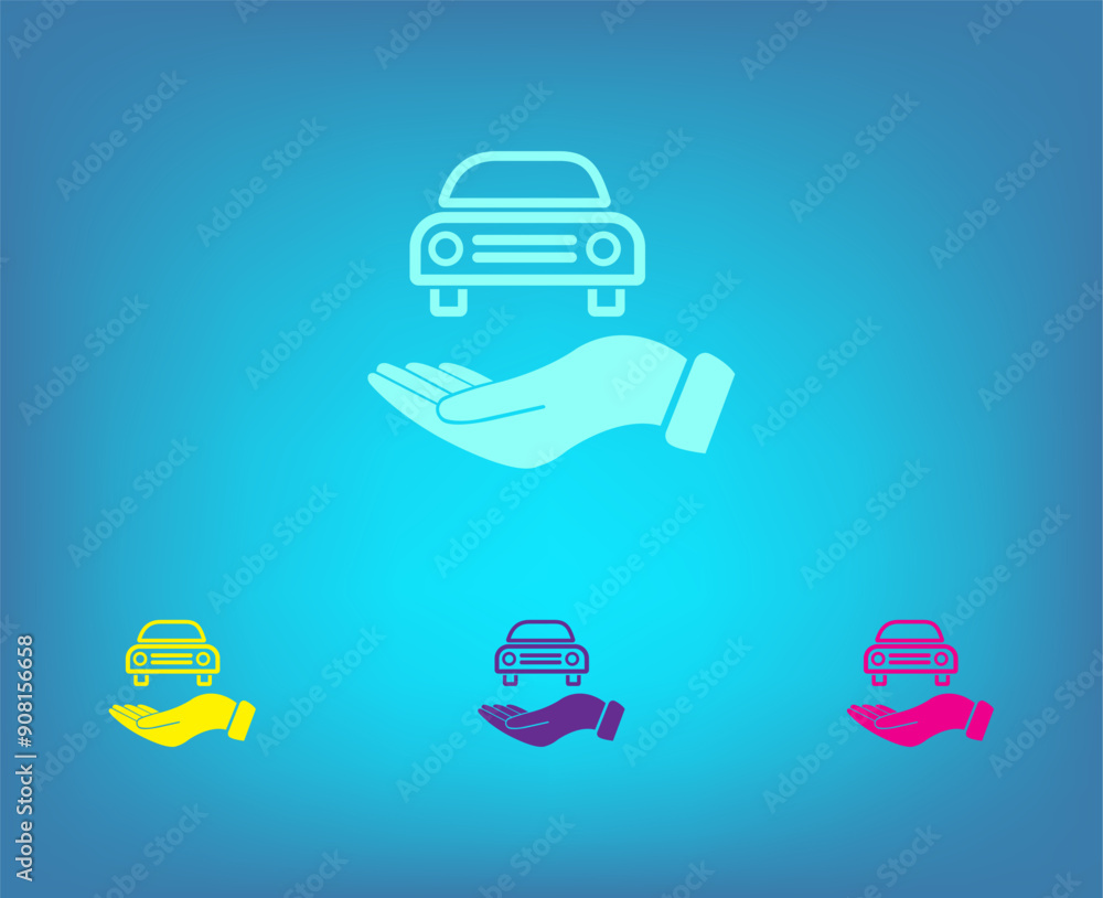 Aufkleber vector color icons on blue background with gradient