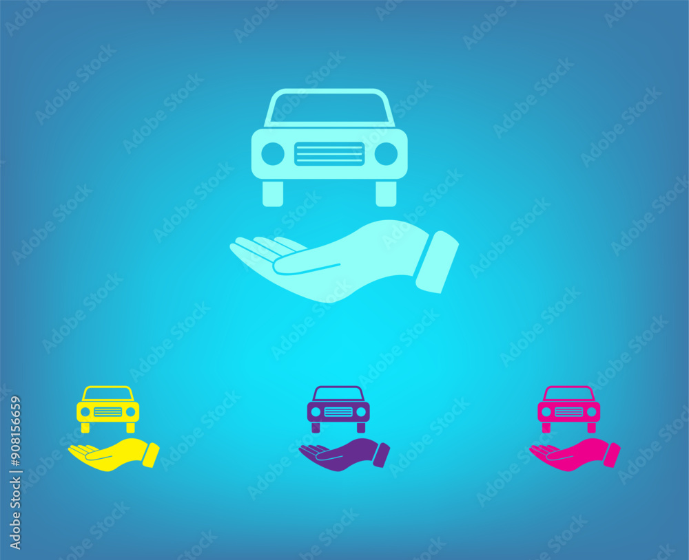 Aufkleber vector color icons on blue background with gradient