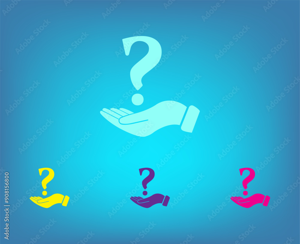 Poster vector color icons on blue background with gradient