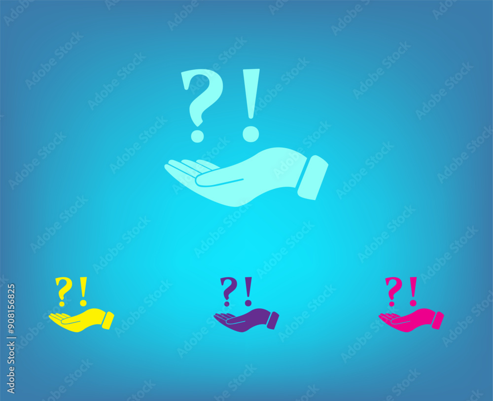 Poster vector color icons on blue background with gradient