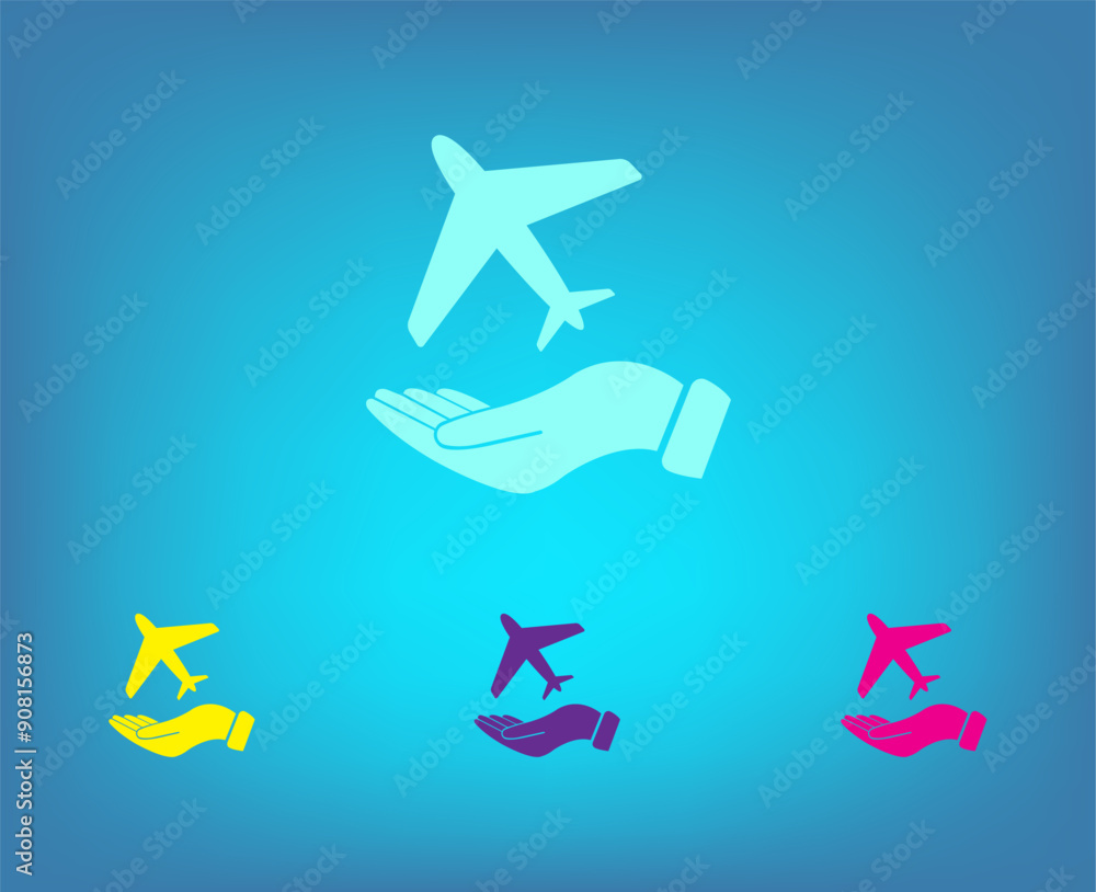 Poster vector color icons on blue background with gradient