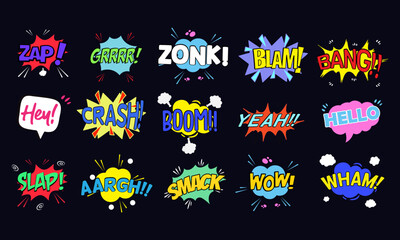 Set of comic bubble speech clouds