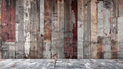 Wall made of cement and aged wood