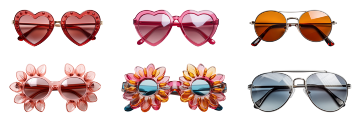 Set of retro sunglasses. Unique and stylish eyewear accessory.