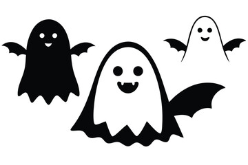 Halloween cute Ghost and Festive Elements on vector art