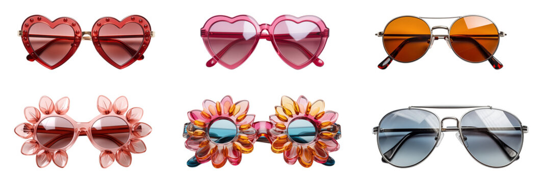 Set of retro sunglasses. Unique and stylish eyewear accessory.