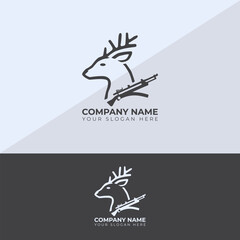 flat modern minimalist Deer head logo
