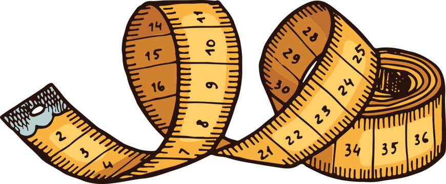 Yellow sewing tape. Measuring tool for tailor or seamstress